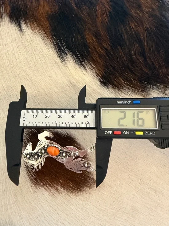 ❤️ Spiny Oyster Decorative Sterling Hand Stamped Statement Horse Pendant 2.16”L - Picture 9 of 11